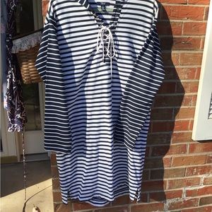 Chaps navy stripe long hoodie